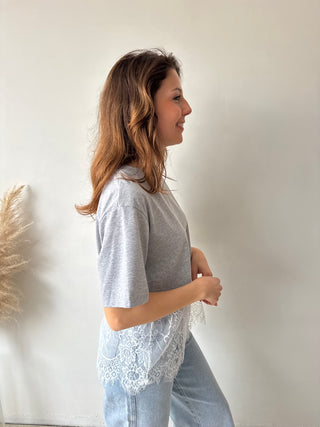 lace detail grey tee