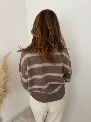 Soft taupe striped knit