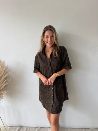 Leopard shirt dress
