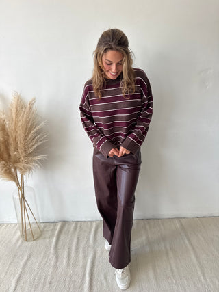 Burgundy leather pants