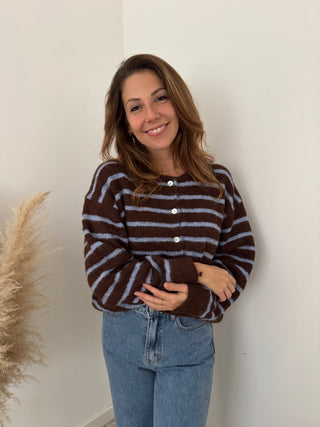Coffee blue striped knit