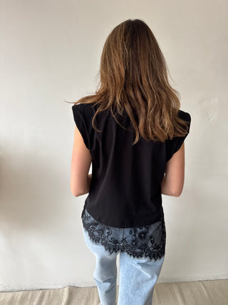Lace details black top