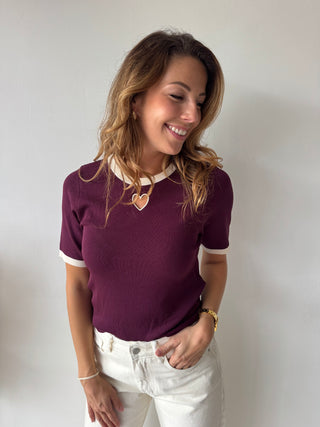Heart detail burgundy top