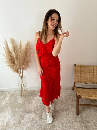 Red ruffle dress