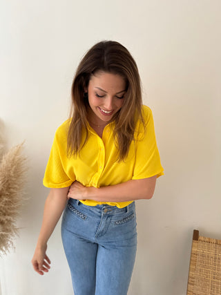 Yellow button loose top