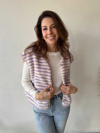 Lila striped teddy bodywarmer