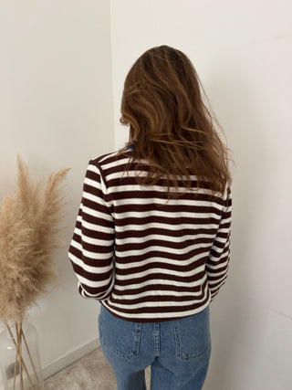 Cobalt details brown striped sweater