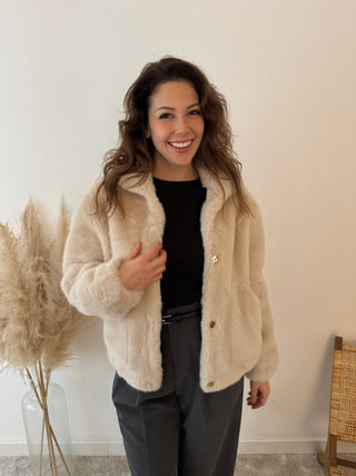 Faux fur beige soft jacket