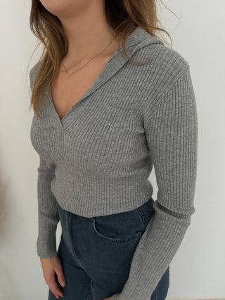 Soft grey ribbed top