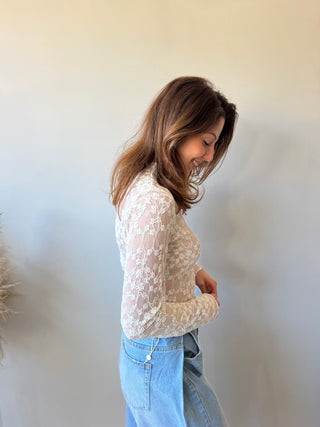 Beige flowered longsleeve top