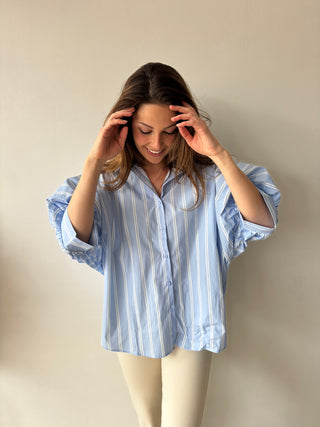 Blue white striped blouse