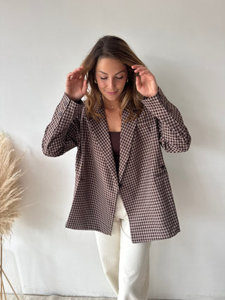 Brown checked blazer