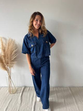 Blue denim co ord set