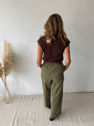 Kaki barrel pants