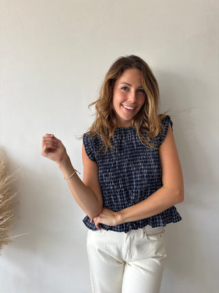 Navy smock top