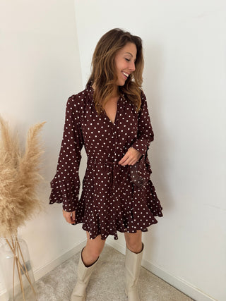 Polka dot brown dress