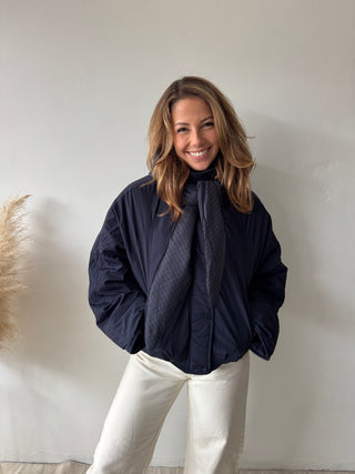 Navy scarf jacket
