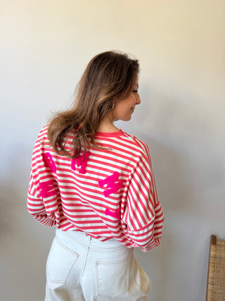 Pink mommy striped sweater