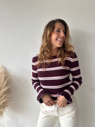 Burgundy pink ribbed top