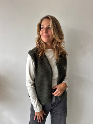 Green teddy vest