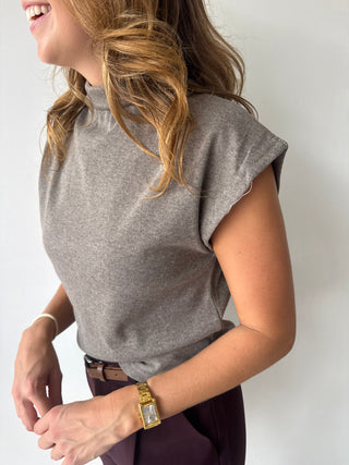 Soft taupe turtleneck top
