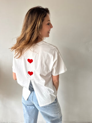 Hearts details white tee