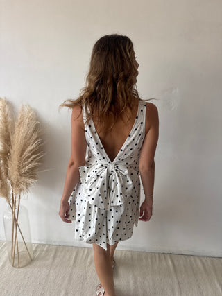 Bow back polka dot dress