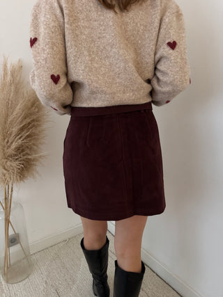 Burgundy suède skirt