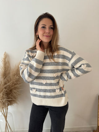 Hearts grey white sweater