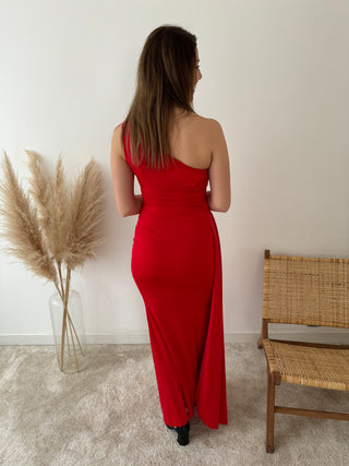 Red classy drape dress