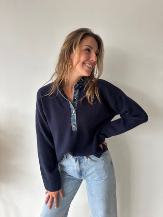 Denim details navy knit