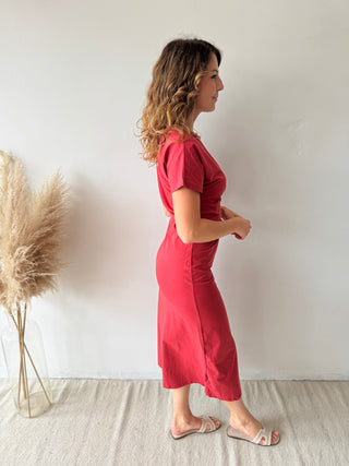 Terracotta knot split dress