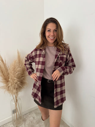Burgundy checked shirt
