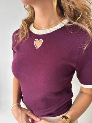Heart detail burgundy top
