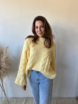 Yellow cable knit