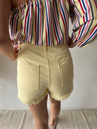 Yellow denim short
