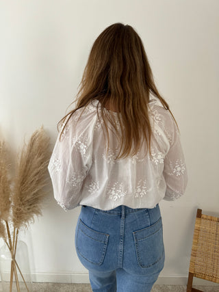 White flowers blouse