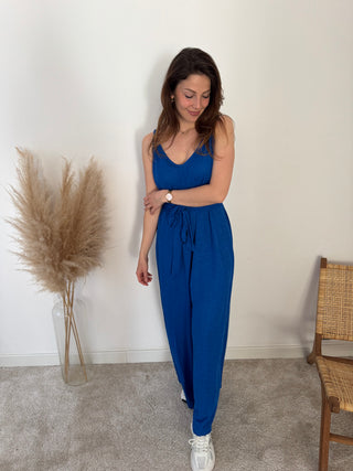 Blue flowy jumpsuit