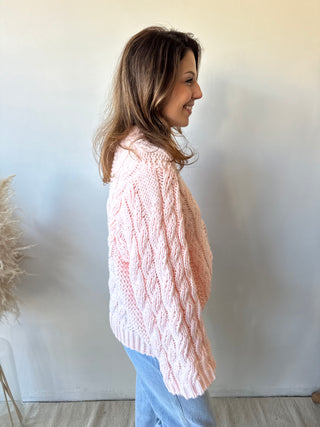 Pink cable knit