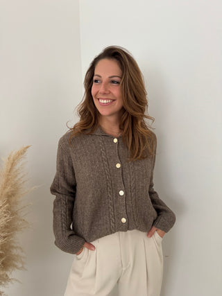 Pretty details taupe knit