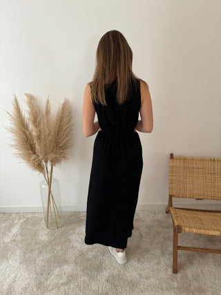 Black cut out linnen dress
