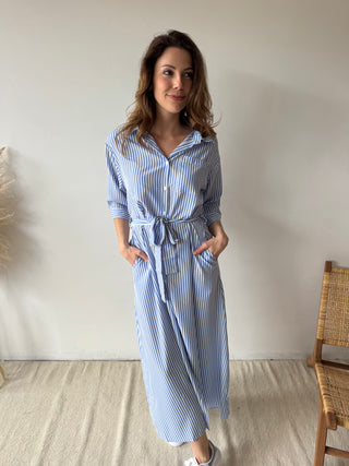 Blue striped maxi dress