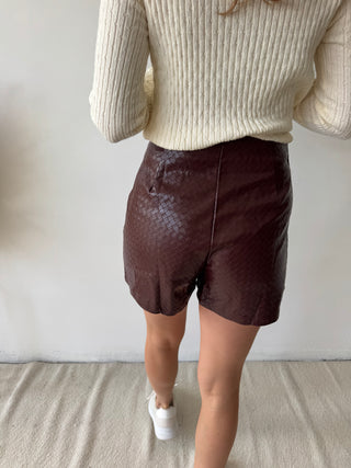 Burgundy leather skort