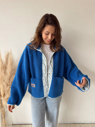 Flower details cobalt jacket