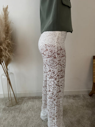 White lace pants