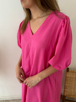 Fuchsia linen maxi dress