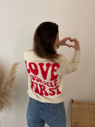 Love yourself beige knit