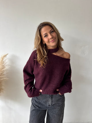 Burgundy cut out knit