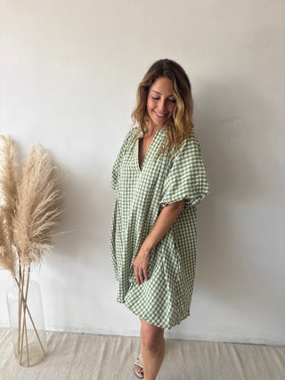 Green vichy dress