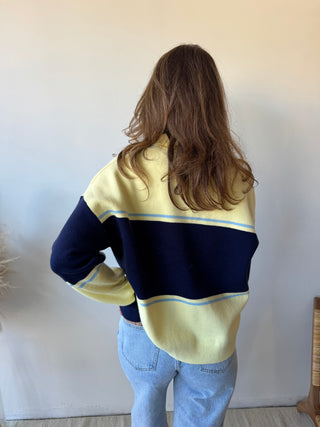 Blue yellow polo sweater